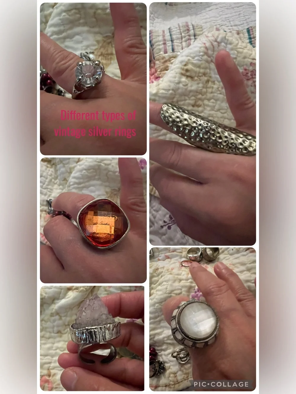 Vintage customized real Silver Statement rings - Assorted Colors.